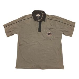 Harley Davidson Vintage Men's Polo Shirt Olive Embroidered Buttons - XL